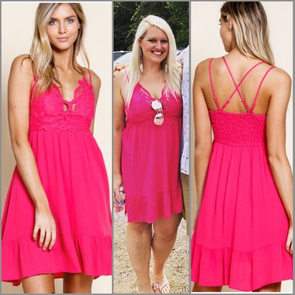 *SOLD OUT* Pink Crochet Lace Bralette Dress - Picture 5 of 5